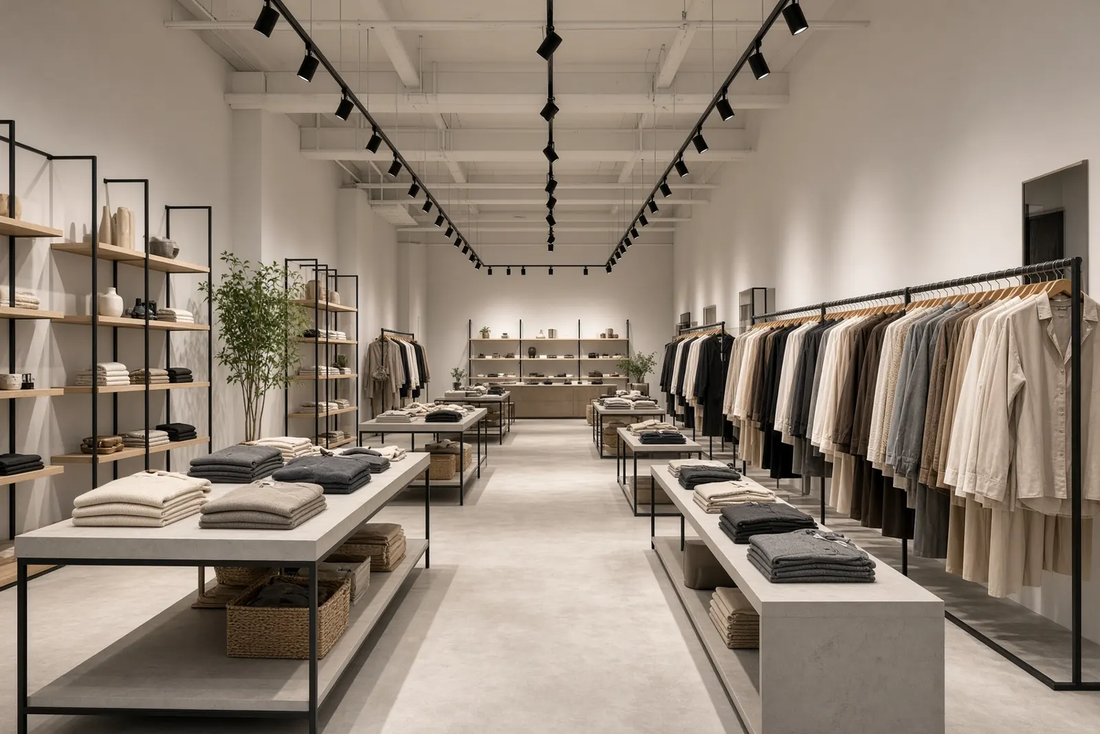 Retail store with track lighting